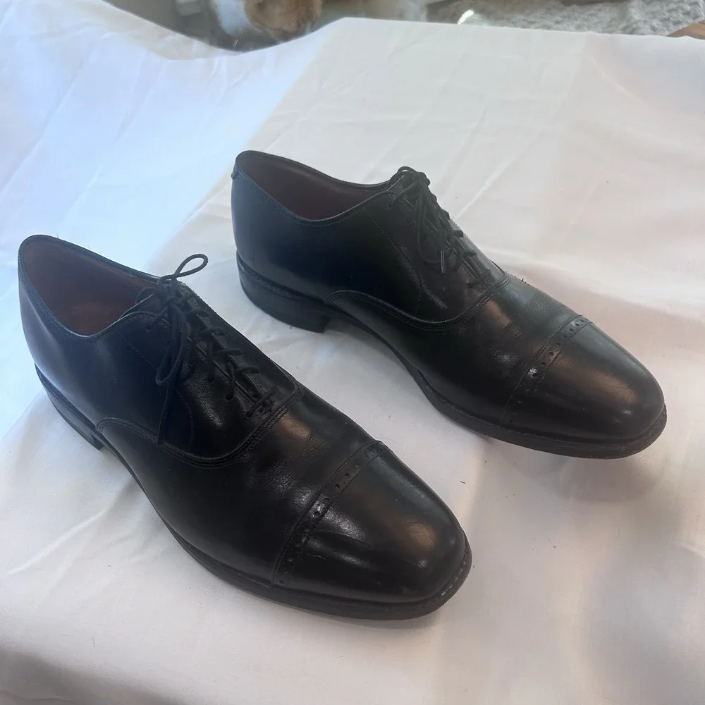 Allen Edmonds Byron Shoes Men  13C Black Cap Toe Leather Oxford  Dress Made USA